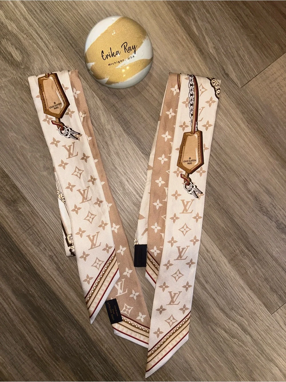 Louis Vuitton Beige Ultimate Monogram Silk Twillies- SET OF TWO TOGETHER